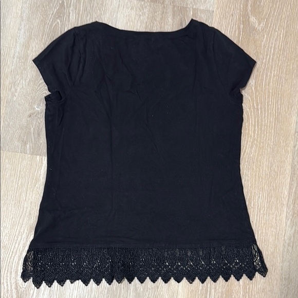 Ralph Lauren Black Cropped Cap Sleeve Embellished Tee - Picture 6 of 7